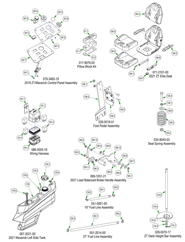 Control Panel, Seat, Wiring Harness etc.