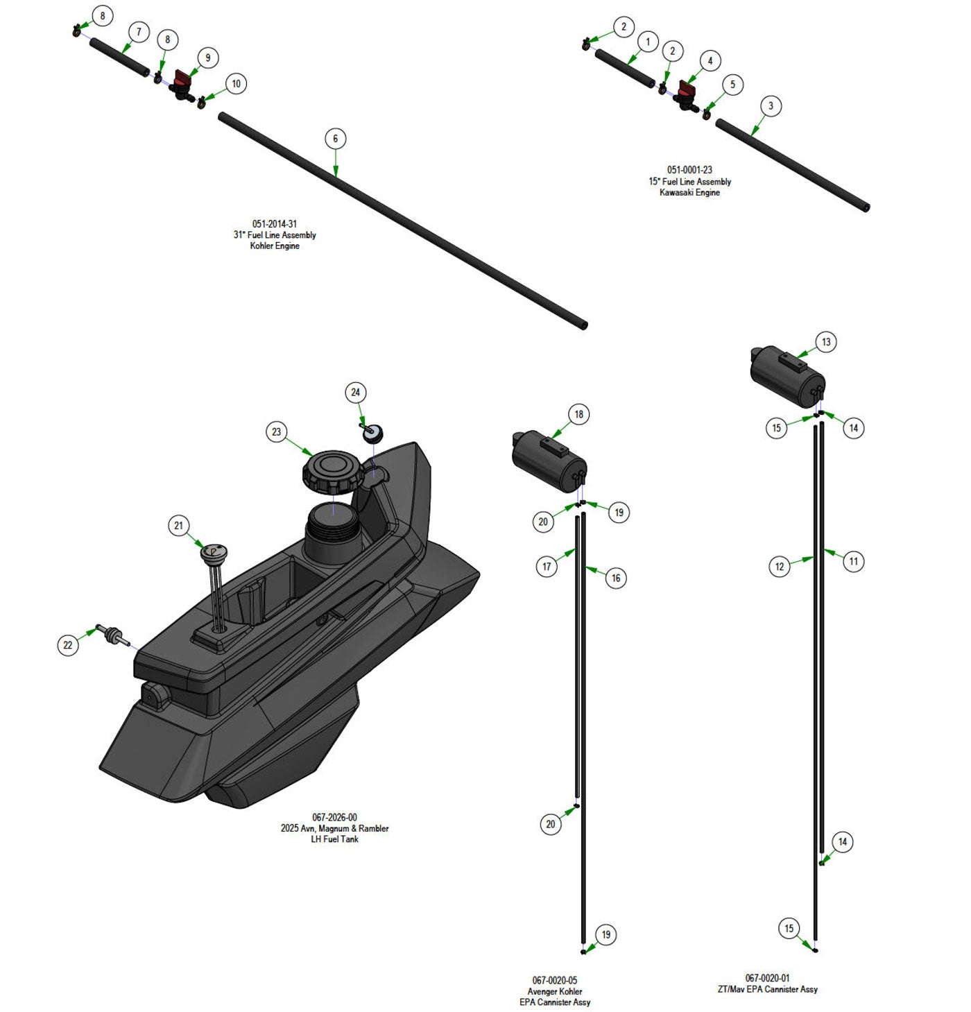 Fuel Line, Cannister Assembly & Tank