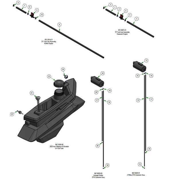 Fuel Line, Cannister Assembly & Tank