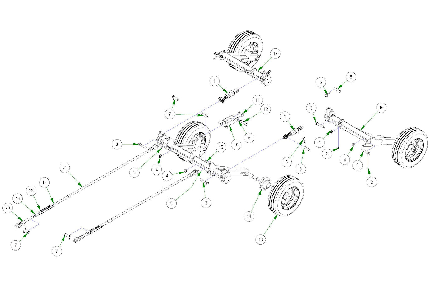 Flexwing Tail Wheel and Leveling Parts