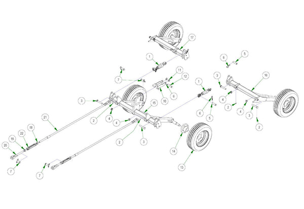 Flexwing Tail Wheel and Leveling Parts