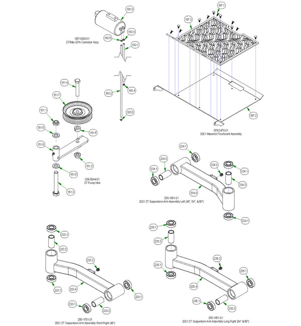EPA Cannister, Floorboard, Pump idler etc.