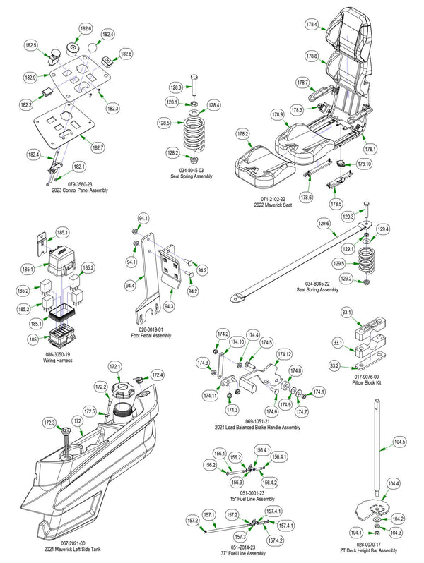 Frame Subassemblies - Seat, Control Panel, etc
