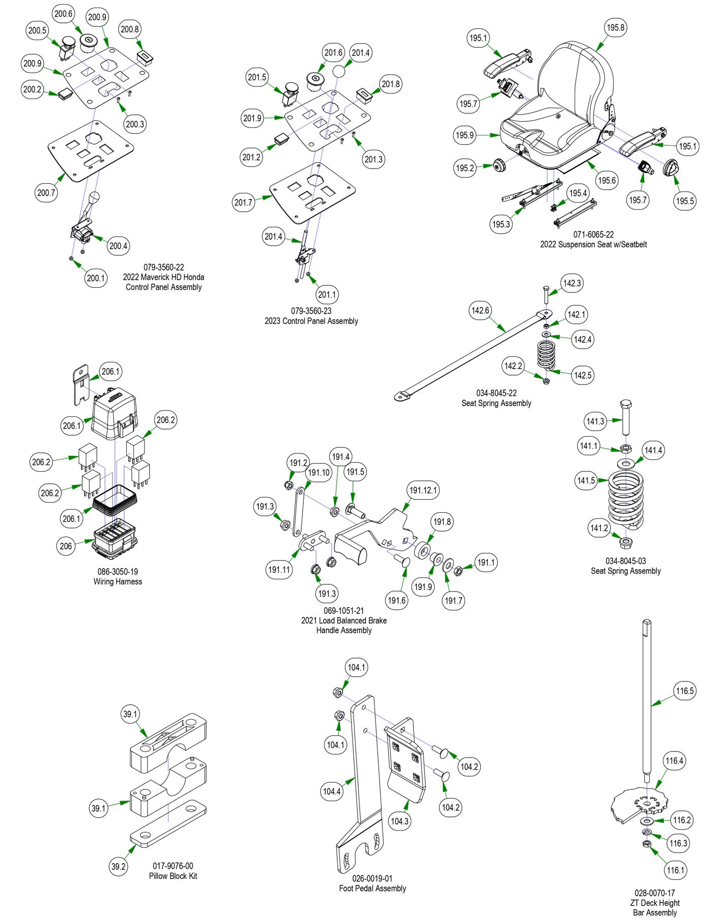 Frame Subassemblies - Seat, Control Panel, etc