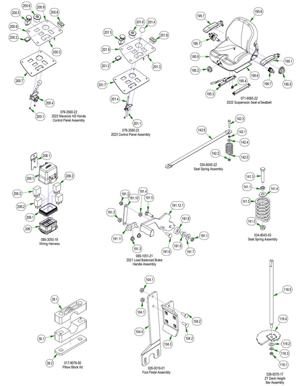 Frame Subassemblies - Seat, Control Panel, etc
