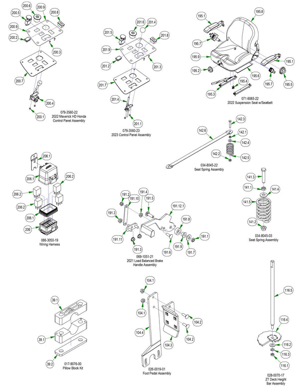 Frame Subassemblies - Seat, Control Panel, etc