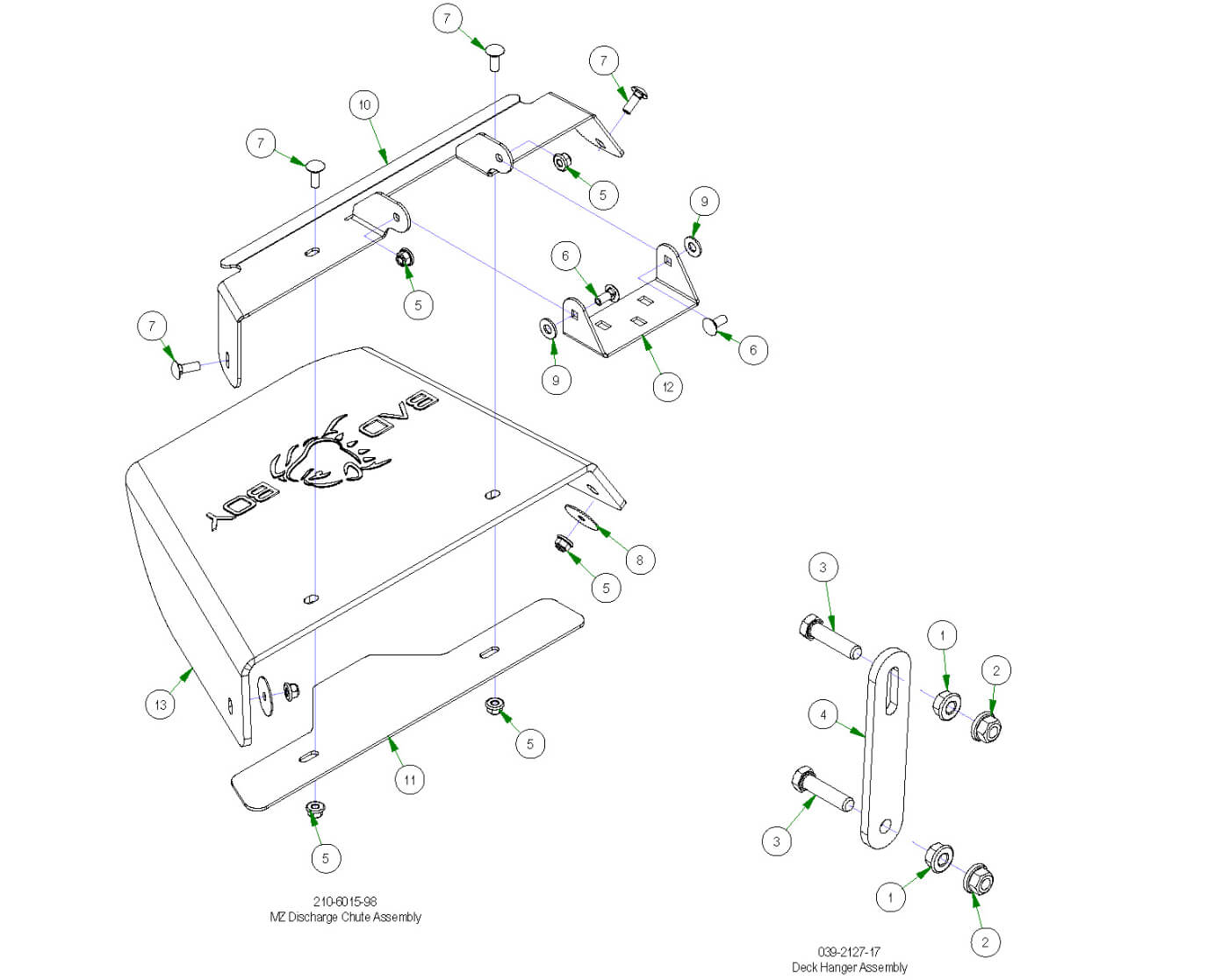 Discharge Chute & Deck Hanger Assembly
