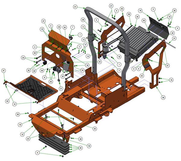 Floorboard, ROPS, & Radiator