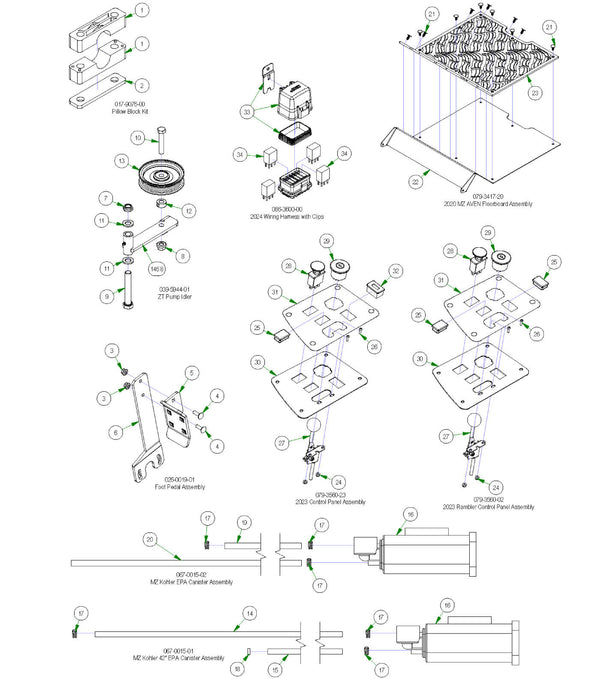 Frame Subassemblies - Pillow Block, Wiring Harness etc.