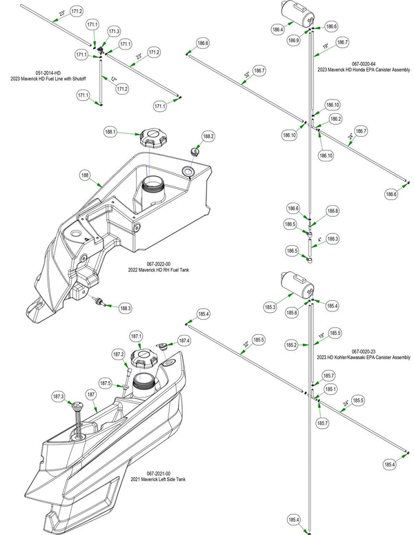 Frame Sub Assemblies - Fuel Line, Fuel Tank, etc.