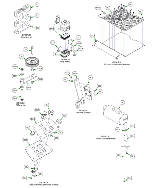 Pillow Block, Wiring Harness, EPA Cannister etc.