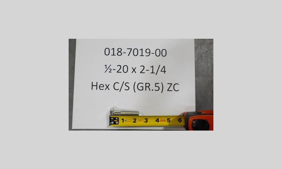 1/2-20 X 2-1/4 Hex C/S (GR.5) ZC