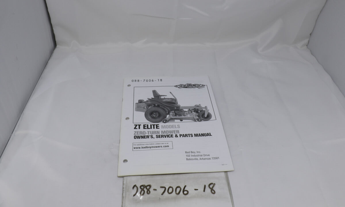 2018 ZT Elite Owner's Manual