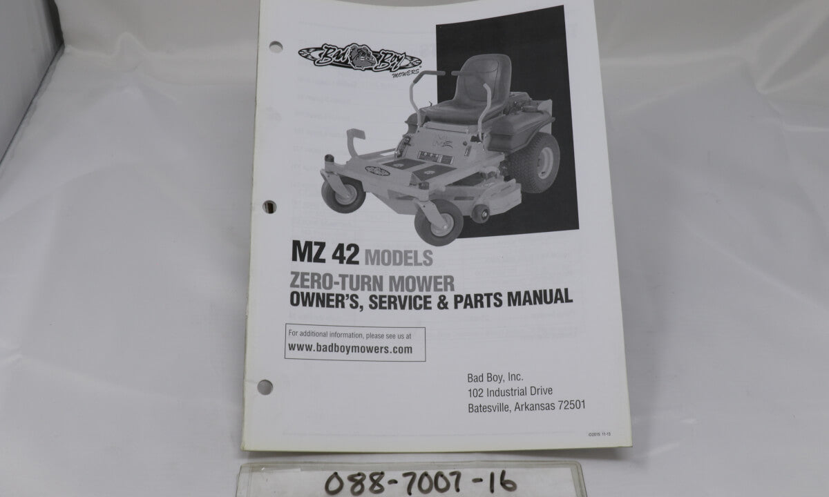 2016 MZ 42" Owner's Manual