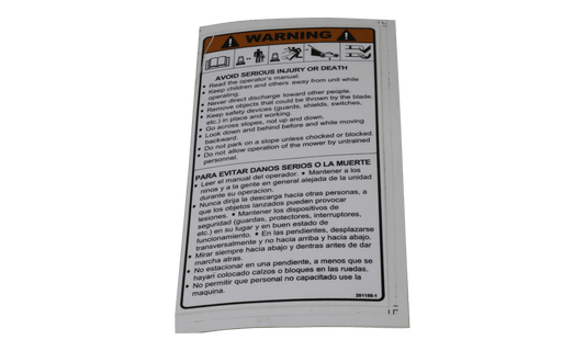 Warning Label on Plastic Grass Chute